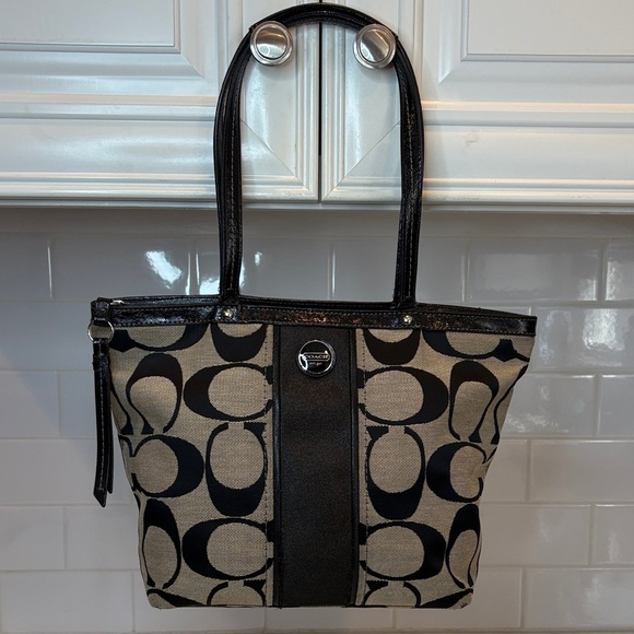 Coach Y2K Jacquard Signature Logo Stripe Tote - Picture 1 of 16